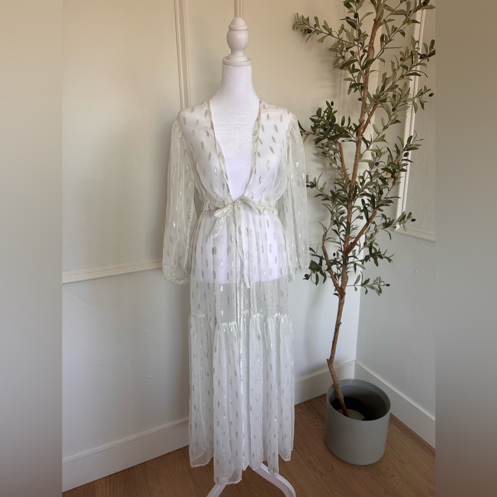 Express white long robe/swim cover up
